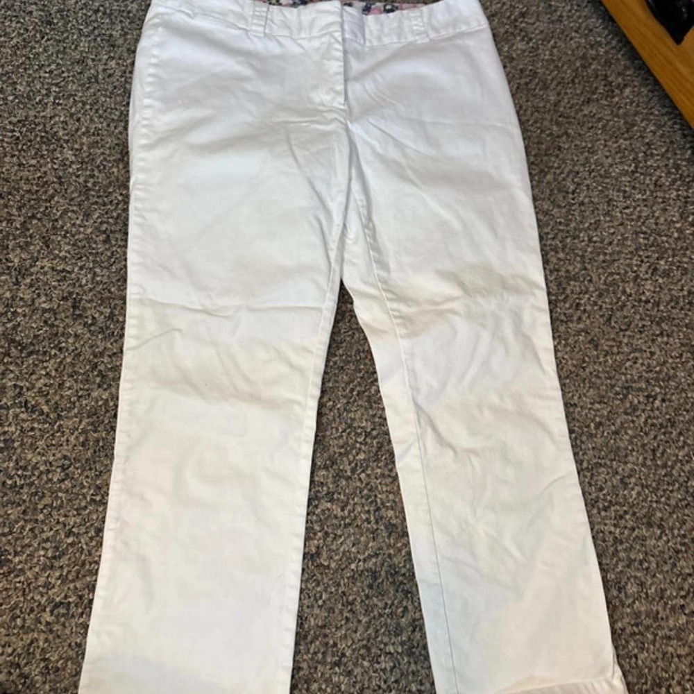 Boden Womens White Low Rise Capri Wide Leg Office Siren Pants Size 10 US 14 UK